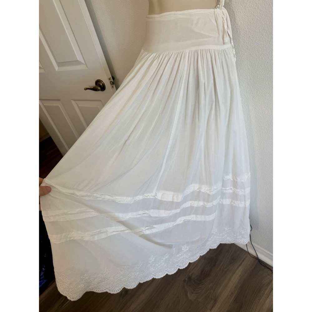 Reformation Aura Maxi Skirt Sz S White Eyelet Lace Trim Prairie Coastal Cowgirl - Picture 5 of 12